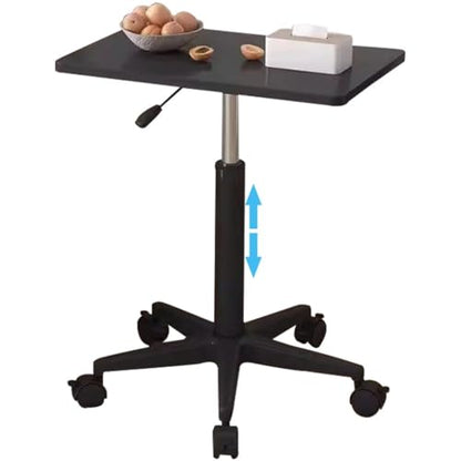 Height Adjustable Standing Table, Large Portable Laptop Desk with Wheels, Home Mobile Sofa Side Table, Easy Assemble Computer Desk(Black,60 * 39 * 60-80cm) - color: Black, size: 60*39*60-80cm