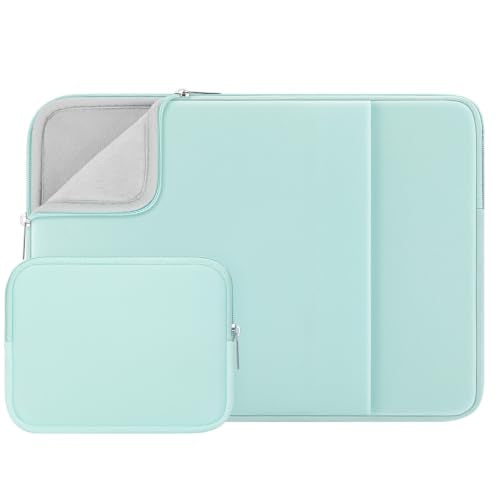 RAINYEAR 13.3 Inch Laptop Sleeve with Pocket & Accessories Bag, Mint Green | Protective Soft Fluffy Lining Carrying Bag for 13.3 Inch Notebook Computer Chromebook 14 inch MacBook Pro/Max M1 M2 M3 M4 M5 - color: Mint Green(Upgraded Version), size: 13"-13.3
