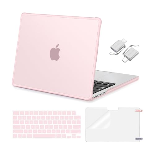 MOSISO Compatible with MacBook Air 13 inch Case M5 M4 M3 M2 2026-2022 | Hard Case&Keyboard Skin&Screen Film&Type C with TPU Bumper for MacBook Air 13.6, A3449 A3240 A3113 A2681, Pink - color: Pink