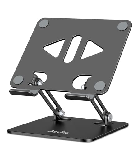 Aoviho Tablet Stand for Desk,Adjustable Tablet Holder,Black | Stable Aluminum Design, Fits iPad Pro/Air/Mini & Samsung Tablets, Adjustable Viewing, Ideal for Office & Home - color: Black
