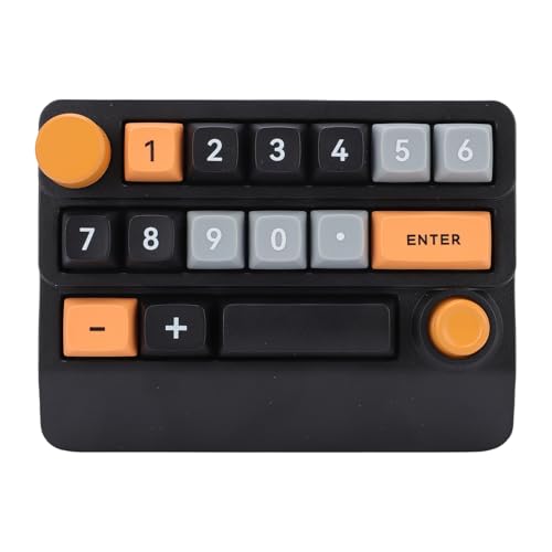 Asixxsix Number Pad, RGB 15 Keys Hot Swappable Wireless Numeric Keypad Macro Programmable Rechargeable Number Keypad with 3 Mode USB C 2.4G Bluetooth for Laptop Desktop Computer PC (Yellow Black Blue) - color: Yellow Black Blue
