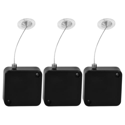3pcs Retractable Anti Theft Cable Lock Security Pull Box with Steel Wire 1m Length and Locking End Cap for Laptop Tablet Phone Safety