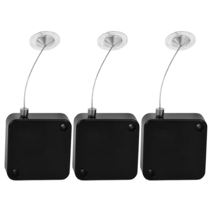 3pcs Retractable Anti Theft Cable Lock Security Pull Box with Steel Wire 1m Length and Locking End Cap for Laptop Tablet Phone Safety