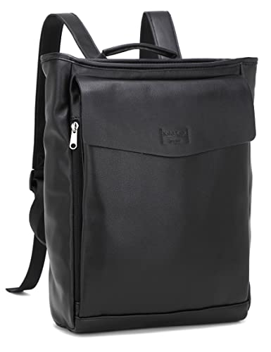 Kah&Kee Leather Laptop Backpack for Women with 14-inch Laptop Compartment Ideal for Teachers, College Students and Work
