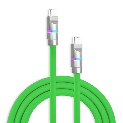chubbycable Neon Chubby - Fast Charge Cable with Smart Light RGB Color Gradual Light Up 100W Charging Cord LED USB C Cable Compatible with iPhone 17-15 Series, Green, Type-C to Type-C, 3.3 FT - color: Green, size: 3.3ft (1m), style: Type C-Type C