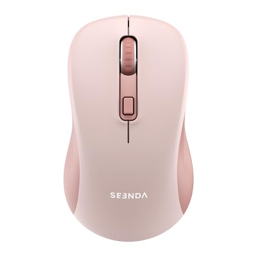 seenda Bluetooth Wireless Mouse, Dual Mode, Quiet 1600 DPI, Pink | Dual-mode Bluetooth and 2.4G USB mouse with quiet clicks, smooth tracking, ergonomic design, and 12-Months battery life - color: Pink