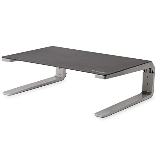 StarTech Monitor Riser Stand for up to 32in, Steel and Aluminum (MONSTND) | For up to 32" (22lb/10kg) Monitor, Computer Monitor Riser, Height Adjustable