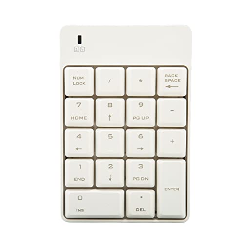 Numeric Keypad, 18 Key Wireless USB Number Pad with Low Noise Design and Comfortable Tilt Angle, for Laptop Desktop PC OS X (White) - color: White
