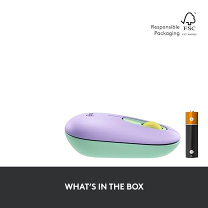 Logitech POP Mouse, Compact and Portable Wireless Mouse - Daydream Mint | Compact and Portable, Programmable Buttons, Quiet Clicks, Easy-Switch Between 3 Devices, Compatible with Laptop,Tablet, PC - color: Daydream Mint