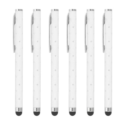 PATIKIL Stylus Pens for Touch Screens, 6 Pcs High Precision Universal Bling Stylus Crystal Metal Capacitive Pen for Touch Screen Devices Phone Tablets Laptop, White - color: White