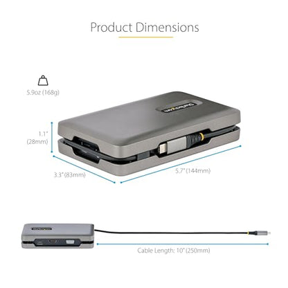 StarTech.com USB-C Docking Station for Windows and ChromeOS, Dual Monitor 4K 60Hz USB-C/HDMI or 1080p VGA, HDR10, USB 10Gbps Hub, 100W Laptop Charging, GbE - TAA | 80W laptop charging, USB 10Gbps data, Single display on Apple M1 M2 M3, MAC address passthr