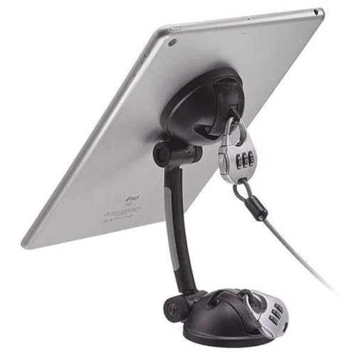 CTA Digital Strong Suction Mount Stand with Theft Deterrent Lock & Adhesive Plate and Resettable Lock Combination to Attach Tablets and Smartphones to Desks, Tables, & Walls (PAD-SMT)