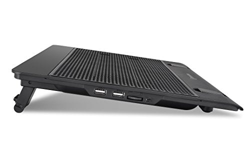 Thermaltake Massive 14 Steel Mesh Panel Dual 140mm Blue LED Fan Adjustable Speed Control 10"-17" Laptop Notebook Cooling Pad CL-N001-PL14BU-A,Black - style: 2 Fans