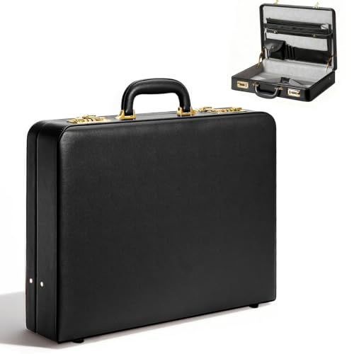 LOCKCURX Briefcases for Men, Anti-Theft Dual Lock Briefcase with 16 Inch Laptop Compartment, Waterproof Faux Leather, Brief Cases Men with Multi File Organizer, Perfect for Office, Travel (Black) - color: Black, size: Combination Lock