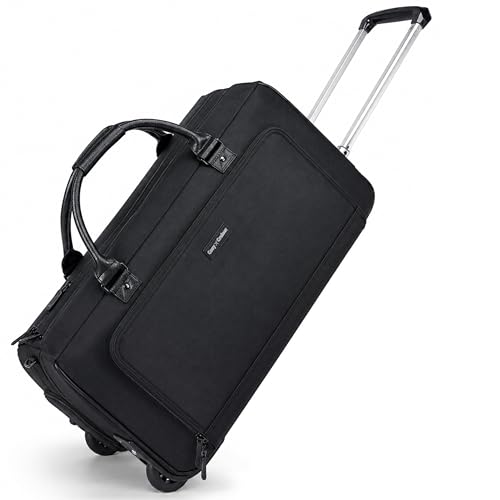 Rolling Garment Bag with Wheels, Carry On Garment Duffle Bag for Travel, Convertible Wheeled Suit Bag for Men, Wrinkle-Free Business Travel Luggage with Shoe Pocket & Retractable Handle