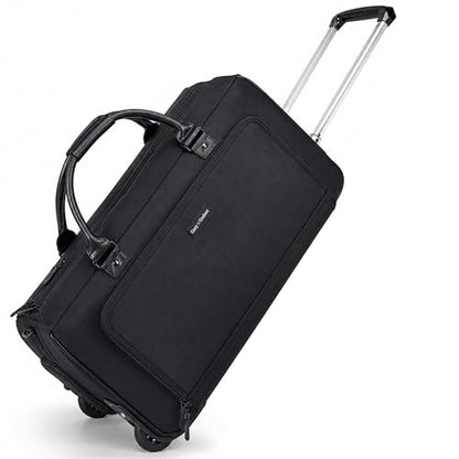 Rolling Garment Bag with Wheels, Carry On Garment Duffle Bag for Travel, Convertible Wheeled Suit Bag for Men, Wrinkle-Free Business Travel Luggage with Shoe Pocket & Retractable Handle