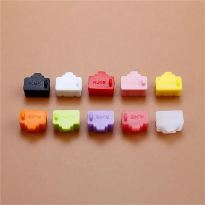 RJ45 dust Cover 100 PCS Ethernet Hub Port RJ45 Anti Dust Cover Cap Protector Plug Female Jack Connector Silicone Dustplug(Pink) - color: Pink