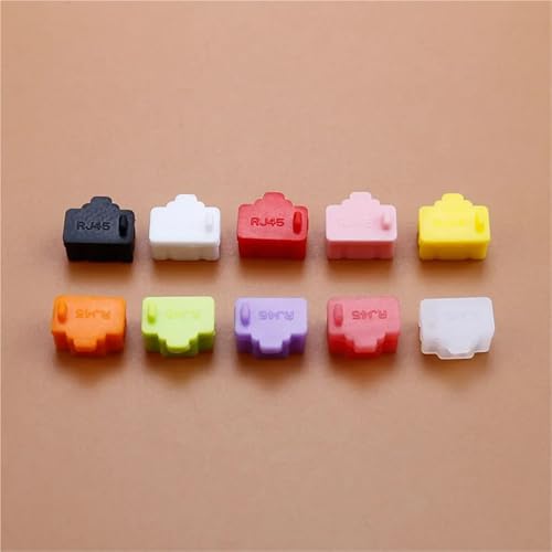 RJ45 dust Cover 100 PCS Ethernet Hub Port RJ45 Anti Dust Cover Cap Protector Plug Female Jack Connector Silicone Dustplug(Red) - color: Red
