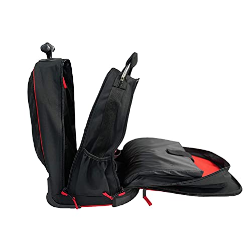 MELOTOUGH Wheeled Rolling Tool Backpack Heavy Duty Red | Heavy-Duty 600D, Red Polyester, Padded Laptop Sleeve, 37 Pockets for Tools, Smooth Rolling Wheels, Telescoping Handle - color: Red