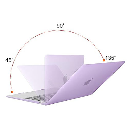 MOSISO Compatible with MacBook Air 13 inch Case M1 2021 2020 2019 2018 | A2337 A2179 A1932, Protective Hard Shell&Keyboard Cover&Screen Film&Pouch for MacBook Air 13.3 inch Case, Light Purple - color: Light Purple