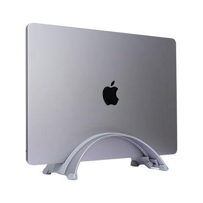 Adjustable Vertical Laptop Stand - 6061 Aluminum, CNC Precision, Anodized Finish, Fits All Laptops Including 17-inch, Ventilated Design, Anti-Slip Silicone Pads, ARC Shaped Stands - color: Space Gray