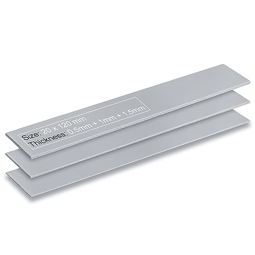 Aairhut 3 Pack 13 W/m.K Thermal Pads M.2, 70 x 20 mm x [0.5 mm + 1 mm + 1.5 mm] Highly Efficient Thermal Conductivity Silicone Cooling Pads for Laptop Heatsink CPU GPU SSD IC LED Cooler - color: 13W Gray, size: 70x20mm-3 Pack