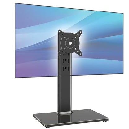 Single Monitor Desk Stand Free-Standing Desk Mount Arm Riser for 13 inch to 32 inch Screen Freestanding VESA Mount Base, Adjustable Height, Tilt, Swivel, Rotation, Black AX05TB01 - size: Single monitor stand