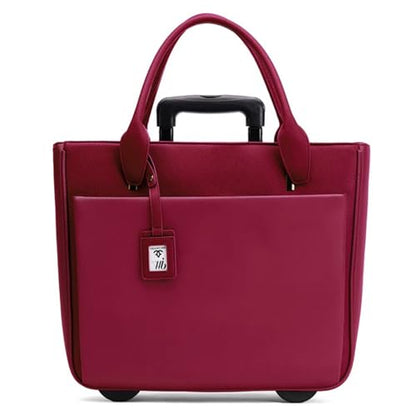 FRANCINE Roller Laptop Tote Bag 17 Inch – Rolling Laptop Tote for Women, Laptop Roller Bag with Trolley Handle (Burgundy) - color: Burgundy