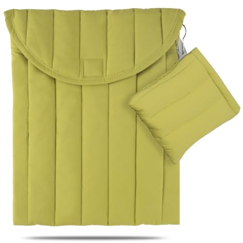Puffy Laptop Sleeve 13-14 Inch, Soft Laptop Case, Green Set | Compatible with 15-16 Inch Macbook Pro/Air, Asus/Dell Xps/Lenovo Laptops, Protective Carrying Bag for Women and Men - color: Green Set, size: 13/14