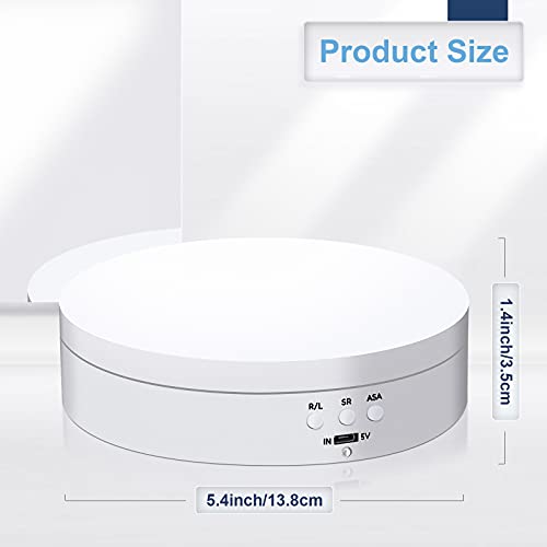 Hicarer 360 Rotating Display Stand Turntable USB Powered,White,Matte | Motorized Turntable for Photography Product Shows, Electric Lazy Susan with Speed Control, USB Power Cable Included - color: White, style: Matte