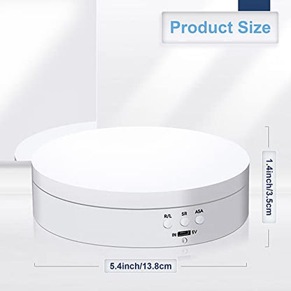 Hicarer 360 Rotating Display Stand Turntable USB Powered,White,Matte | Motorized Turntable for Photography Product Shows, Electric Lazy Susan with Speed Control, USB Power Cable Included - color: White, style: Matte