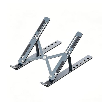 1Pc Foldable Ventilated Laptop Stand, Adjustable Desk Computer Riser, Portable Notebook Holder for 10-15.6 Inch Laptops (White)