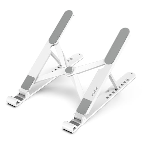BESIGN LS01 Pro Ergonomic Laptop Stand, Plastic Laptop Riser, Portable and Adjustable Notebook Computer Holder Compatible with 10-14" Laptops (White) - color: White