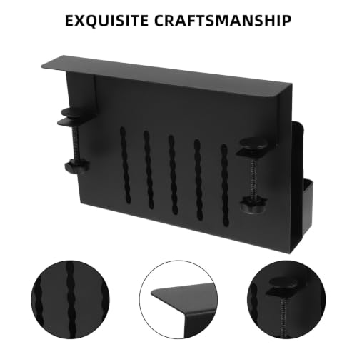 Lurrose Desk Laptop Mount Clamp with Non-Slip Pad, Carbon Steel Laptop Holder and Versatile Accessory for Living Room Table and Desk, Black Vertical Organizer