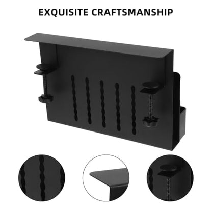 Lurrose Desk Laptop Mount Clamp with Non-Slip Pad, Carbon Steel Laptop Holder and Versatile Accessory for Living Room Table and Desk, Black Vertical Organizer