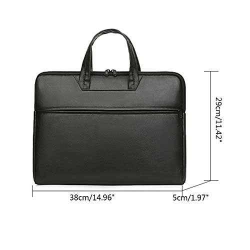 Tote Laptop Bag with Handles Zippers Organize for Notebook Computer Sleeve Handbag Bag Leather Laptop for Men - color: Black
