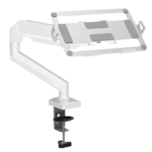 Laptop Arm Mount Adjustable Laptop Desk Mount 2-9kg Gas Spring Arm Up to 17.3 Inch Laptop Holder Tray Desktop Stand Clamp-on(Silvery) - color: Silvery