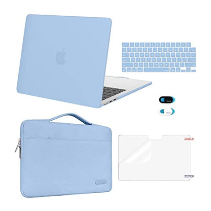 MOSISO Compatible with MacBook Air 13 inch Case M5 2026 M4 2025 M3 M2 2024-2022 A3449 A3240 A3113 A2681,Hard Shell&Sleeve Bag&Keyboard Skin&Webcam Cover&ScreenFilm for MacBook Air 13.6, Air Blue - color: Air Blue