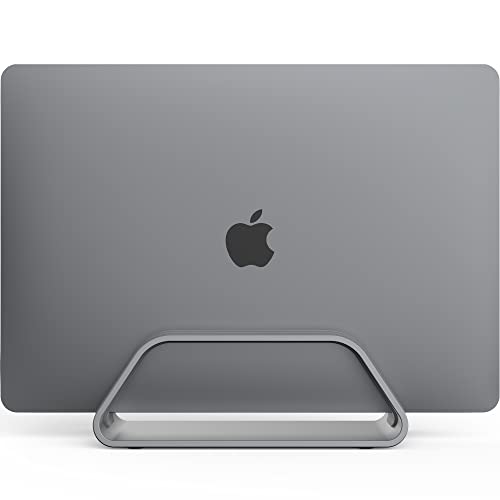 HumanCentric Vertical Laptop Stand Compatible with MacBook Pro & Air | PC Desk Stand, Aluminium, Exchangeable Inserts for Different Device Models, Space Grey, Fits MacBook Pro & MacBook Air - color: Space Gray
