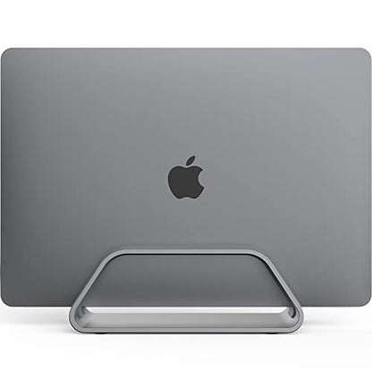 HumanCentric Vertical Laptop Stand Compatible with MacBook Pro & Air | PC Desk Stand, Aluminium, Exchangeable Inserts for Different Device Models, Space Grey, Fits MacBook Pro & MacBook Air - color: Space Gray
