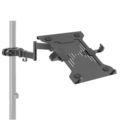 monTEK 2-in-1 Universal Laptop Pole Mount Tray for 10”- 15.6” Notebook or 17”-32” Monitor, Full Motion Laptop Mount with Removable 75/100mm VESA Plate, Fits 1.1”-2.4” Pole Diameter, Black - size: for Laptop