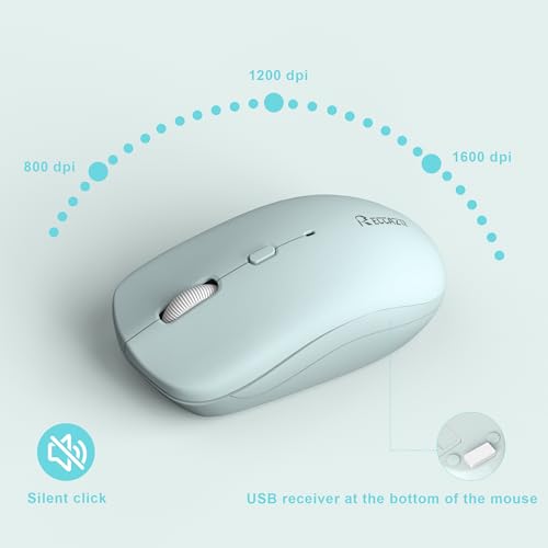 Wireless Keyboard and Mouse Combo, Full-Sized Wireless Keyboard and Adjustable DPI Mouse, 2.4GHz USB Receiver, Keyboard and Mouse for PC, Windows, Desktop, Laptop (Mint Green and White) - color: Mint Green and white