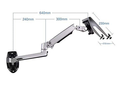 XSJ8012WT Aluminum Alloy Mechanical Spring Arm Wall Mount Laptop Holder Full Motion Laptop Mount Arm Monitor Stand (Black) - color: Black