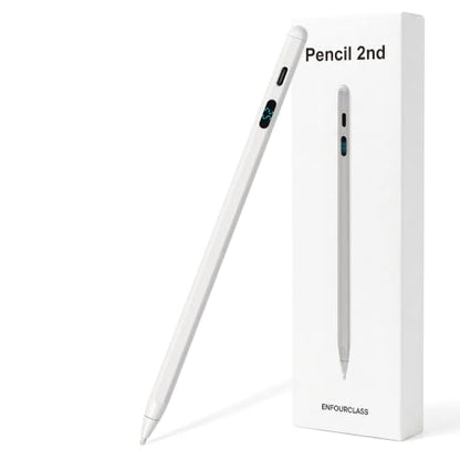 2-in-1 Dual Modes Stylus Pen with LED Display - Active Digital Pencil with Palm Rejection for iPad, iPhone, Samsung, Android & Switch, Tilt Sensitivity, Fast Charge, No Bluetooth, Universal Touch Pen - color: White