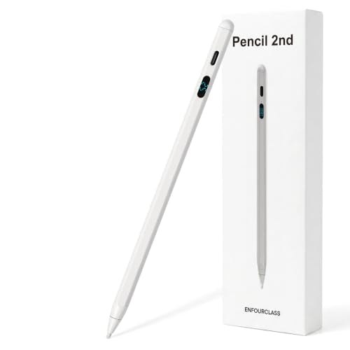 2-in-1 Dual Modes Stylus Pen with LED Display - Active Digital Pencil with Palm Rejection for iPad, iPhone, Samsung, Android & Switch, Tilt Sensitivity, Fast Charge, No Bluetooth, Universal Touch Pen - color: White