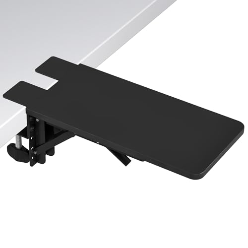 BONTEC Desk Extender Tray, 11.8 x 5.9 Inch, Black Pattern | 90° Foldable Elbow Support, Table Mount Arm Wrist Rest Shelf, Clamp on Computer Arm Rest, Easy to Install, Office & Home Use - color: Black, size: 11.8"*5.9"(30cm*15cm)