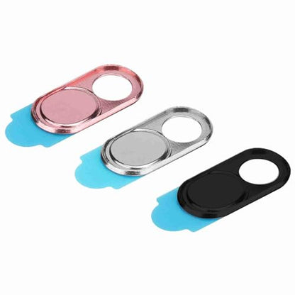 3Pcs Metal Webcam Cover, Privacy Protection Camera Lens Cover Sticker, with Easy Slide Open Close Design, for Laptop Smartphone Tablet PC Desktop (Silver Black Pink Mixed Color) - color: Silver black pink mixed color