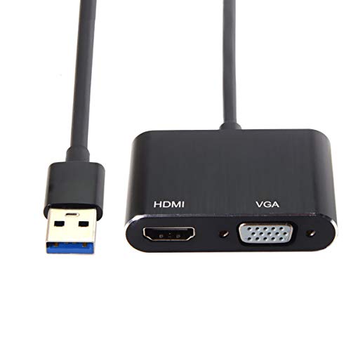 JSER USB 3.0 & 2.0 to HDMI & VGA HDTV Adapter Cable External Graphics Card Compatible for Windows Mac Laptop - style: USB3.0 to HDMI+VGA