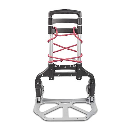 Ultimaxx Professional Heavy-Duty 150 Pound (lb) Capacity Aluminum Folding Hand Truck/Luggage Cart (Black/Silver) with Adjustable Handle, Folding Away Wheels, and Bungee Cord - style: Professional