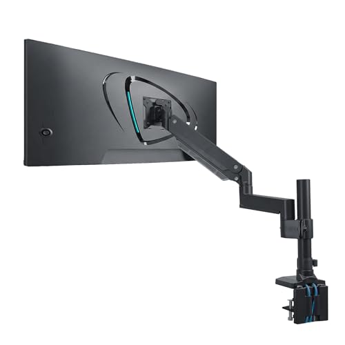 Mount-It! Ultrawide Monitor Arm, Heavy-Duty Gas Spring Desk Mount for 17–35” Curved Screens up to 33 lbs, Full Motion Height Adjustable Monitor Arm with USB 3.0 & Audio Ports, VESA 75/100/200